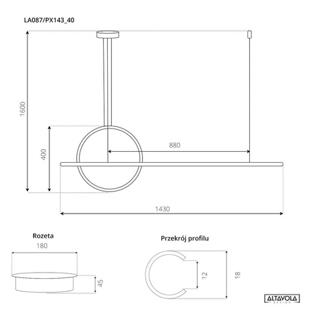 Lampa wisząca LINEA No.2 Φ40 cm biała 3k ściemnialna Altavola Design (LA087/PX143_40_3k_white_dimm) - ALTAVOLA DESIGN
