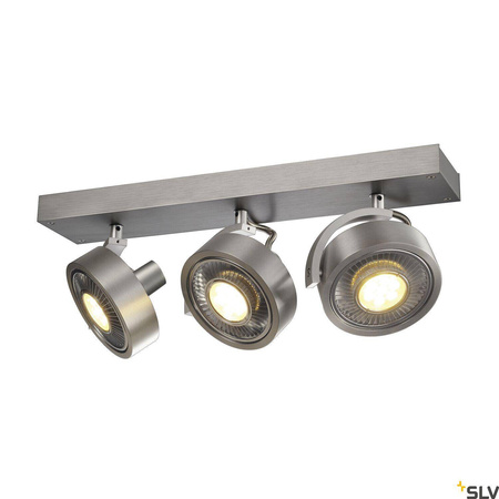 KALU, lampa ścienna i sufitowa, trzypunktowa, QPAR111, okrągła, szczotkowane aluminium, maks. 225 W (147326) - SLV