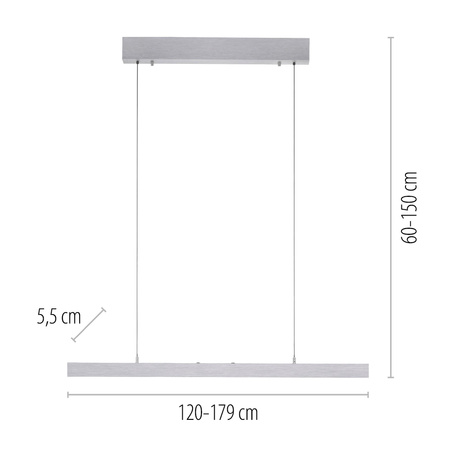 Rozsuwana i regulowana lampa wisząca ADRIANA COMFORT LIFT SREBRNY (2598-95) - Paul Neuhaus