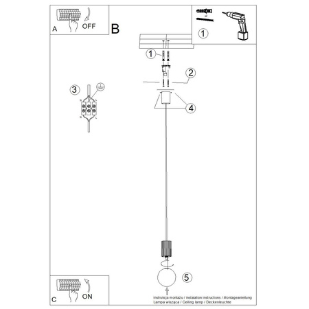 Lampa wisząca HALO 1 beżowa (SL.1719) - Sollux Lighting