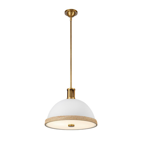 Pojedyncza lampa nad stół Doral Matowa biel, vintage mosiądz (QN-DORAL-P-M-WHT) - Quintiesse