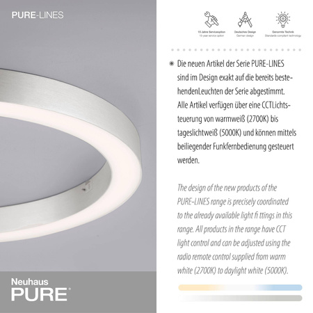 Lampa sufitowa PURE-LINES, ALUMINIUM (6309-95) - Paul Neuhaus