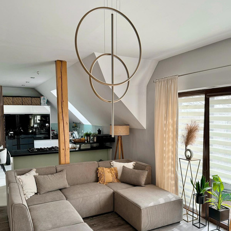 Lampa wisząca Linea No.5 60/40cm złota 3k (LA087/2P_60_40_100_3k_gold) - ALTAVOLA DESIGN