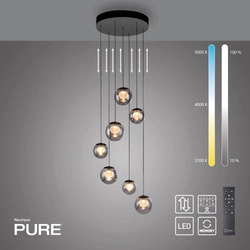 Kaskadowa lampa na pilota, z regulacją światła i wysokości SZARA (2587-15) - Paul Neuhaus