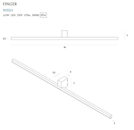 Kinkiet FINGER 90 cm IP54 (W0214) - Maxlight