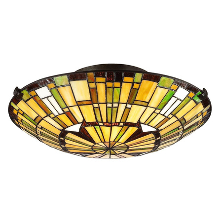 Lampa w stylu Tiffany - Plafon Reed Valiant brąz (QZ-REED-F-VB) - Elstead Lighting