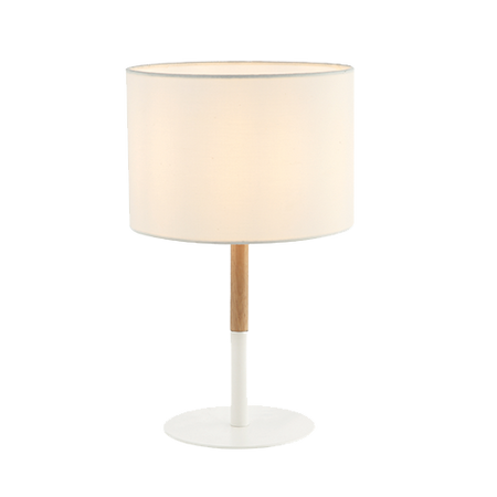 TABLE LAMP E14 MAX 40W IRON & WOOD &FABRIC MATERIAL WHITE  CLASS ON OFF SWITCH (20215 Zambelis) - Zambelis