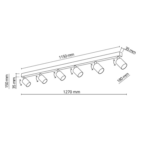 NEX BLACK LAMPA SUFITOWA 6XGU10 (11370) - TK Lighting
