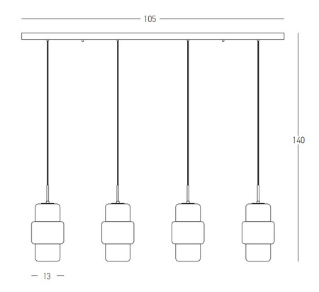 LINE LIGHT 4XE27 BLACK MATT CHROME CLASS (22142 Zambelis) - Zambelis