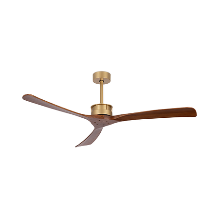 Złoty wentylator sufitowy z solidnym orzechowym wykończeniem (23002 Zambelis)