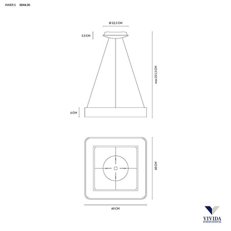 Lampa Wisząca INNER 60 cm (0044.30.SA) - Vivida