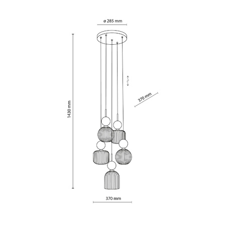 SOPHIA GREEN COGNAC LAMPA WISZĄCA 5XE14 (11149) - TK Lighting