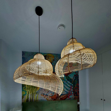 Ratanowa lampa wisząca Shella 60 cm jasne drewno 1xE27 (LP-1806/1P 60cm) - Light Prestige