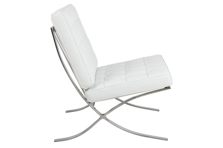 Fotel BARCELON PRESTIGE PLUS biały - włoska selekcjonowana skóra naturalna, stal (KH1501100211) - King Home