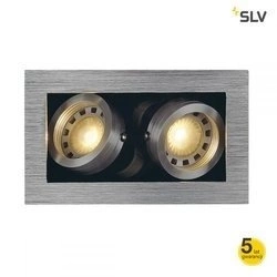 Nowoczesna lampa wpuszczana KADUX 2 GU10 kwadratowa, alu, max. 2x50W