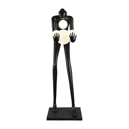 Designerska czarna lampa podłogowa WOMAN-2 BLACK 190 cm (DN433-F black) - Step into Design