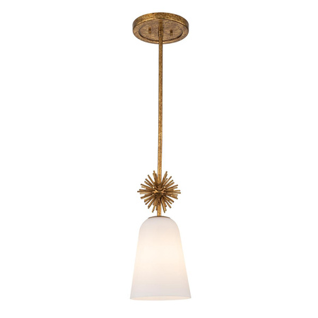 Mała lampa wisząca Staring - 1 źródło światła - Przecierane złoto (STARING-MP-DG-OPAL) - Elstead Lighting