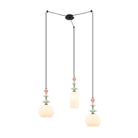 PENDANT LIGHT 3XE27 METALCERAMICOPAL GLASS (22152 Zambelis) - Zambelis