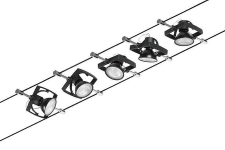 System linkowy zestaw MacII max5x10W GU5,3 Czarny mat/Chrom 12V DC 60VA twszt/metal (PL94434) - Paulmann