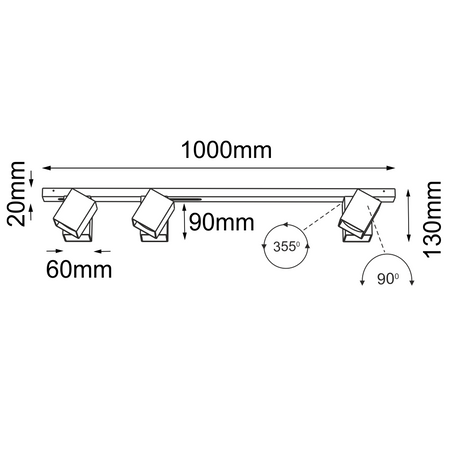 Lampa modułowa Cube Line move 3 - Czarna (1000 mm) (1006) - Brosline