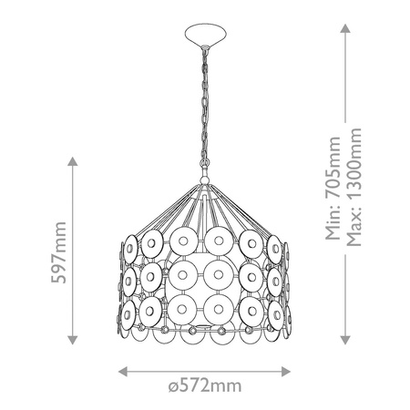 Efektowna lampa wisząca Meridian - 3 źródła światła - Przecierane złoto (QN-MERIDIAN-3P-DG) - Quintiesse