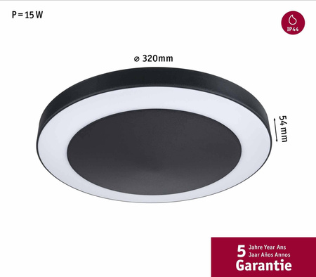 Plafoniera CIRCULA 14W 3000K IP44 230V antracyt / tworzywo sztuczne (PL94526) - PAULMANN