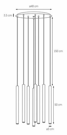 Lampa wisząca ROLL 8 kolor Czarny (11174802) - KASPA