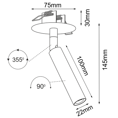 Lampa wpuszczana Ace in 22 - Biała   (3251) - Brosline