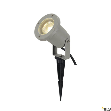NAUTILUS SPIKE, lampa wbijana w grunt outdoor, QPAR51, IP65, srebrnoszara, maks. 35W, z przewodem 1,5m z wtyczką (227418) - SLV