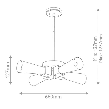 Lampa wisząca Kristy - 4 źródła światła - Przecierane złoto (KRISTY-4P-DG-OPAL) - Elstead Lighting