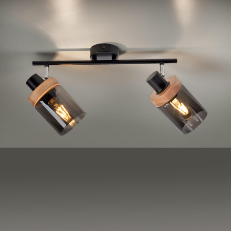 PASQUAL LAMPA SUFITOWA/KINKIET CZARNY/DREWNO (11312-18) - Paul Neuhaus