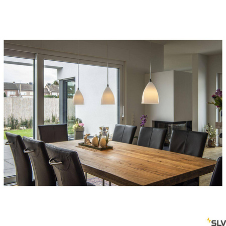 TONGA 4, lampa wisząca do szyny wysokonapięciowej 1-fazowej, A60, klosz ceramiczny biały, maks. 60W, z adapterem 1-fazowym (143594) - SLV