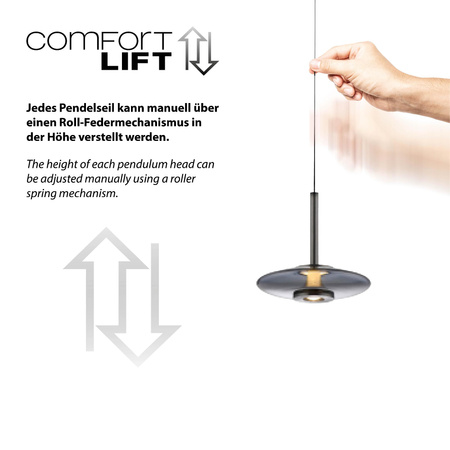 Ściemnialna lampa nad stół z płynną regulacją wysokości PURE VITRUM SZARY (2083-15) - Paul Neuhaus