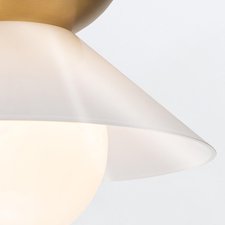 Średnia lampa wisząca Saucer - 1 źródło światła - Postarzany mosiądz (QN-SAUCER-1P-M-AB-OPAL) - Quintiesse