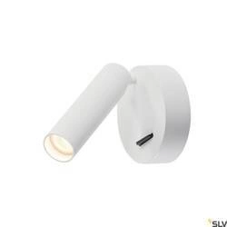 KARPO, lampa ścienna i sufitowa, jednopunktowa, LED, 3000K, okrągła, biała, z wyłącznikiem, 7,5W (152341) - SLV