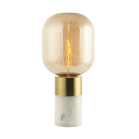TABLE LAMP E14 MAX 25W GLASS AMBER -BRASS - WHITE COLOR ON OFF SWITCH (20253 Zambelis) - Zambelis