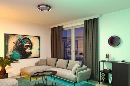 Plafoniera SPACEGLOW ONE LED 3D DIM RGB rainbow 38W 3900lm 3000-6500K pilot  230V czarny matowy / metal (PL71056) - PAULMANN