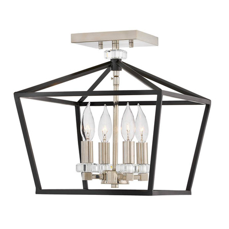 Lampa wisząca/ Półplafon Stinson - 4 źródła światła - Czarna/ Polerowany nikiel (QN-STINSON-4P-M-BK) - Quintiesse