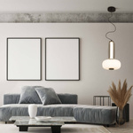 PENDANT LED LIGHT 23W 3000K METAL-SMOKED & OPAL GLASS , BLACK (23084 Zambelis) - Zambelis