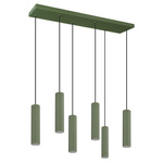 Lampa wisząca ze ściemniaczem Push Dimm/DALI2 IVAR 6L zielona oliwka LED 3000K (TH.589) - Thoro Lighting