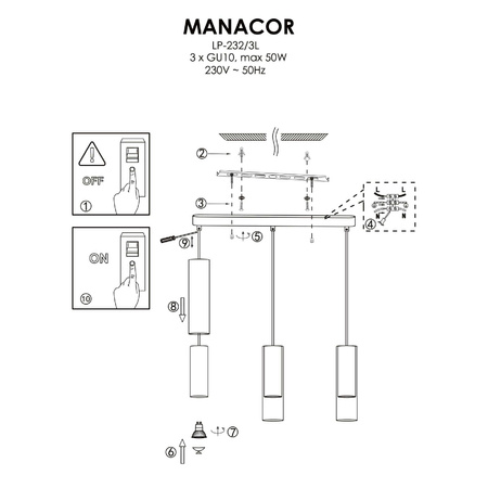 Lampa wisząca Manacor (LP-232/3L BK) - Light Prestige