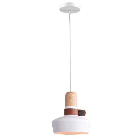PENDANT LIGHT 1XE27 WHITE WOOD LEATHER (1992 Zambelis) - Zambelis
