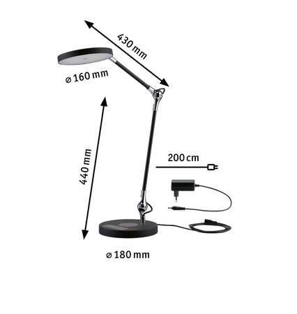 Lampka na biurko ściemnialna ładowana USB NUMIS QI LED DIM czarna (PL78010) - PAULMANN