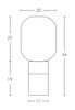 TABLE LAMP E14 MAX 25W GLASS AMBER -BRASS - WHITE COLOR ON OFF SWITCH (20253 Zambelis) - Zambelis
