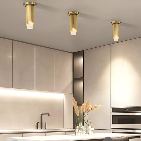 Mała lampa wisząca Marvele - 1 źródło światła - Postarzany mosiądz (MARVELE-MP-AB-OPAL) - Elstead Lighting