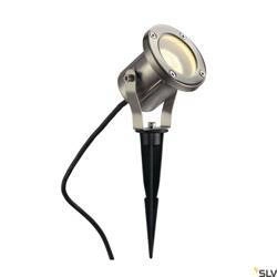 NAUTILUS SPIKE, lampa wbijana w grunt outdoor, QPAR51, IP55, stal nierdzewna, maks. 35W, z przewodem 1,5m i wtyczką (229740) - SLV