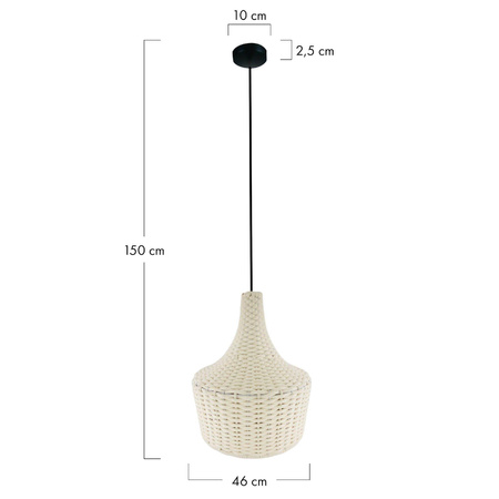 Lampa wisząca Boho bawełniana o wymiarach 46x46x150cm (102393) - DIJK