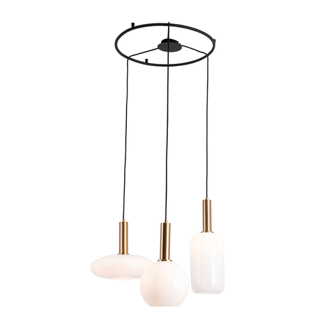 PENDANT 3XE27 METALGLASS SANDY BLACK GOLD MATT (22150 Zambelis) - Zambelis