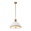 Pojedyncza lampa nad stół Doral Matowa biel, vintage mosiądz (QN-DORAL-P-M-WHT) - Quintiesse