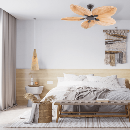 PENDANT FAN COFFEE PALM LEAF WITHOUT LAMP (19139 Zambelis) - Zambelis